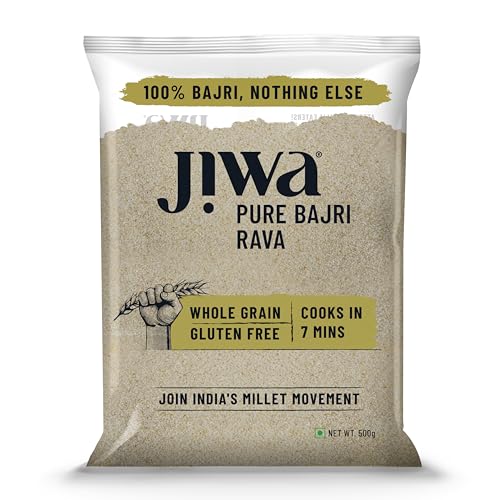 Image of Jiwa Pure Bajri Rava | 500 G | Cooks In 7 Minutes | Millet | Broken Pearl Millet Rava | Gluten Free