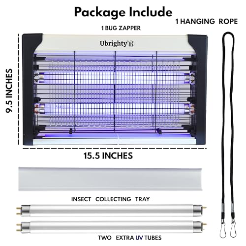 Image of Ubrighty Insect Killer Machine-with 2 Extra Blue UV Tubes Electric Fly Catcher Machine Makhi Flies Killer Trapper-Bug Zapper for Home Kitchen House Bedroom Mosquito lamp Indoor Restaurants (W20)
