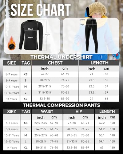 2 Pack Kids Thermal Base Layer Set Boys Compression Sets Fleece Lined Long Sleeve Top & Bottom for Ski Sport Football Basketball - Image 5