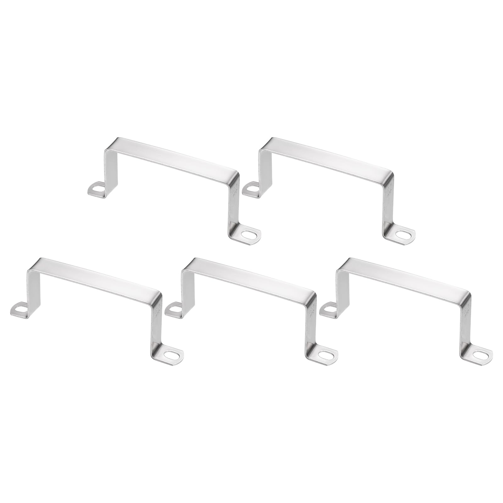 sourcing map 5pcs Square Pipe Clamp 100x50mm 304 Stainless Steel Square Tube Buckle U Shaped Tube Clamp Strut Connector for Pipe Hose Cable, Silver