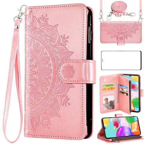 Coque Samsung A41 fleur mandala antichoc et son verre trempé robuste
