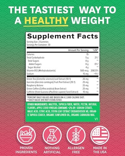 Zenwise Health Green Tea Extract, Apple Cider Vinegar Gummies - Appetite Suppressant for Weight Management with Green Coffee Bean Extract for Metabolism - 60 Count Apple Gummies - Image 6