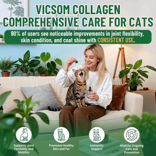 VICSOM Liquid Collagen for Cats, Cat Joint Supplement Drops, Joint & Coat | With Bovine Collagen, Biotin, Vitamin C & Hyaluronic Acid for Joint Mobility, Skin & Coat Support in Chicken-Flavored Drops. - Image 7