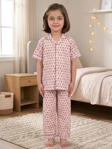 Image of POLKA TOTS 100% Pure Cotton Half Sleeve Night Suit for Kids, Girls & Boys | Cotton Pyjama Set | Unisex Night Dress for Children | Night Suit for Girls |Sleepwear for Kids | Winter Night Dress for Boys