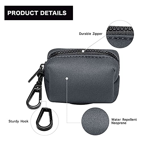 Image of Petmolico Dog Poop Bag Holder Leash Attachment, Dog Waste Bag Dispenser Zippered Pouch, Fits Any Dog Leash, Includes Free Roll of Dog Bags, Poop Bag Dispenser - 2 Pack, Deep Gray