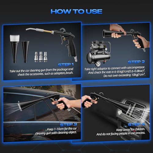 Image of Detailing Car Cleaning Gun Interior Dryer Air Blow Gun, High Pressure Blower Gun, Car Detailing Tools for Quickly Blowing Out Dirt and DustWorking with Air