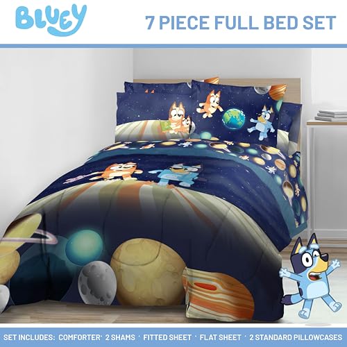 Image of Jay Franco Kids Comforter Set Includes Sheets and Pillow Covers - Soft and Cozy Bed Set for Stylish Room Decor, Blue - Bluey & Bingo, 7 Piece Full