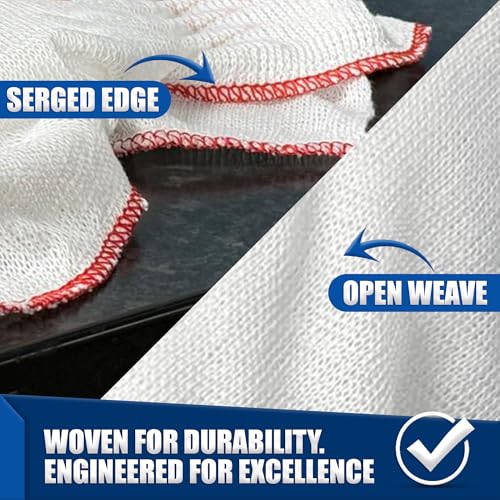 Towelogy Jumbo Dish Cloths 10 Pack – Cotton Rich Kitchen Cleaning Towels 38×45cm, Super Absorbent & Durable for Washing, Cleaning & Drying (10, Red Borders) - Image 4