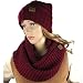 Knit Infinity Loop Scarf And Beanie Hat Set, Warm For The Winter Burgundy By Debra Weitzner