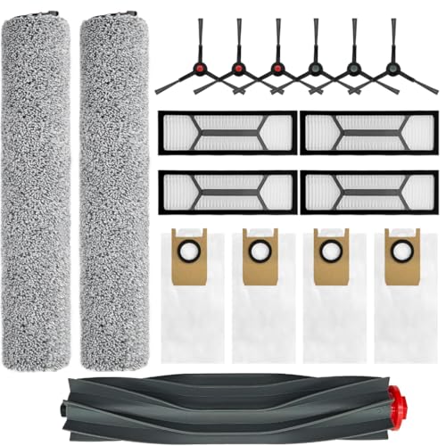 Eufy Omni S1 Pro ロボット掃除機、交換部品メインブラシX1、サイドブラシX6、洗えるフィルターX4、ダストバッグX4、ローリングモップX3 17個入りパック用アクセサリー。