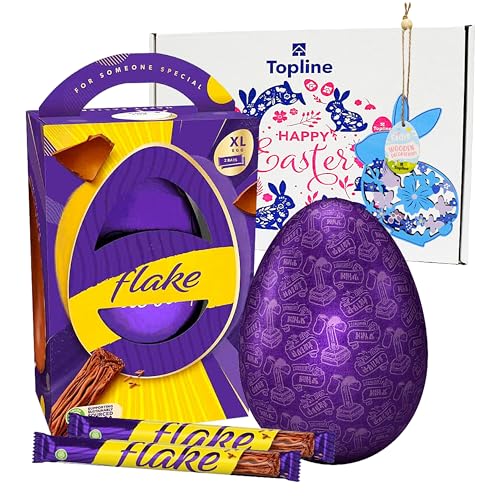 Easter Eggs Chocolate Hamper for Easter Gifts - Large Dairy Milk Flake Chocolate Egg with Chocolate Bars 226g & Topline Hanging Decoration. Great Chocolate Gift for Kids Easter Egg Hunt