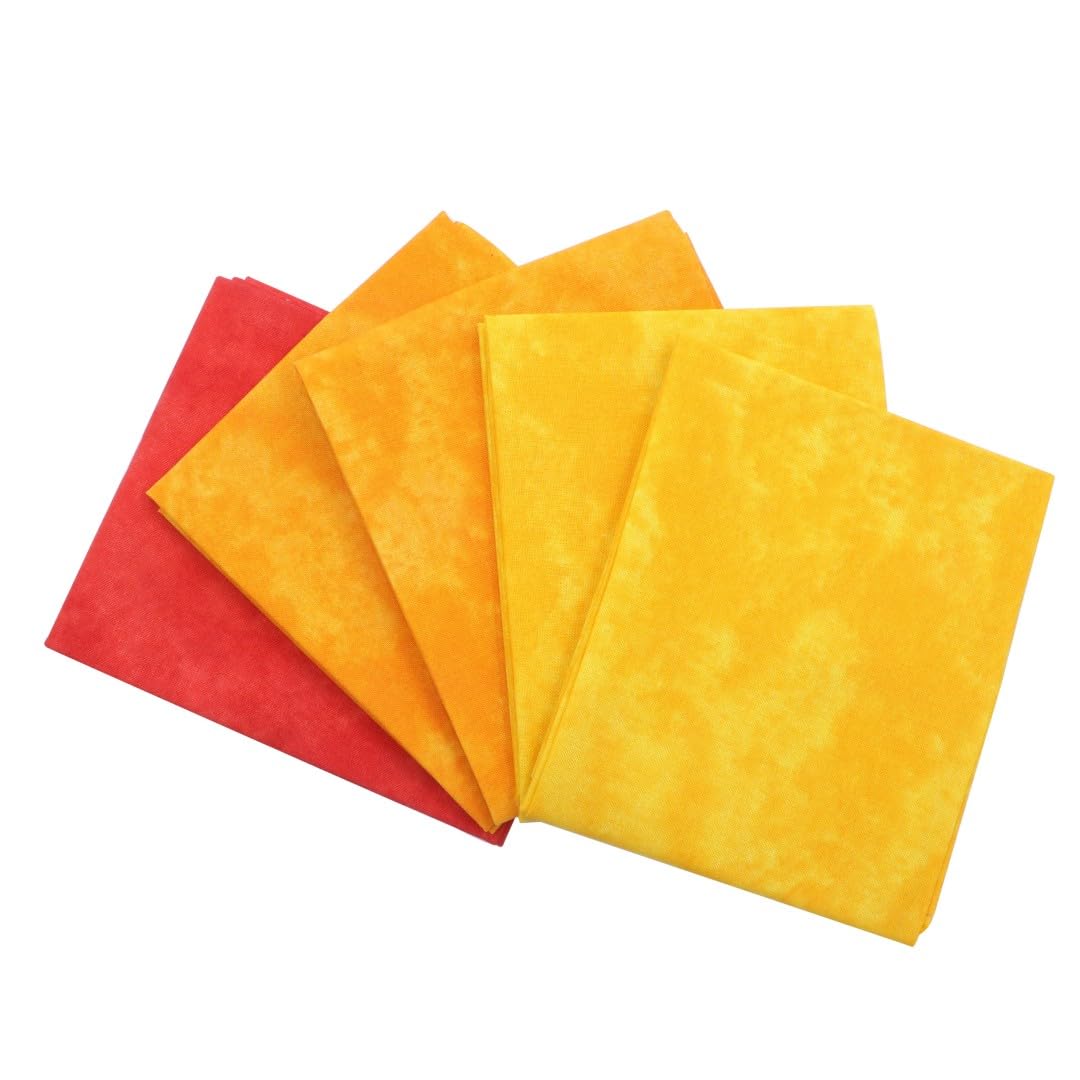 Craftsfabrics Yellow Abstract Blender Printed Fat Quarters Bundle Of 5 Fabrics (45Cm X 55Cm). 100% Cotton. Ideal For Crafts, Patchwork And Dressmaking