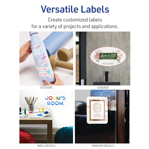Image of Avery Durable DIY Polyester Sticker Paper, 8.5 inch x 11 inch, Removable Surface Safe Adhesive, Water-Resistant with Laser or Pigment-Inkjet Printers, 3 Full-Size Label Sheets (61512) (Pack of 5)