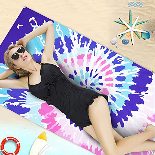 Microfiber Hippie Tie Dye Beach Towel, Sand Free Hippie Color Beach Towels Oversized, Large Colorful Swirls Bath Towel, Sup Soft Bathroom Towel For Men, Women, Travel, Swim, Camp, 31.5 X 59.1 Inch #TOP1