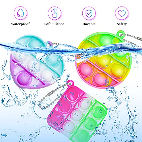 22Pcs Pop Fidget Toys Its Party Favors Toddler Toys Mini Pop Keychain Fidget Sensory Toys,3 Shape Pop Keychain It Kids Toys Stress Toys Bulk Fidget Party Favors Toys Popper Pack Gift For Boys Girls #TOP3