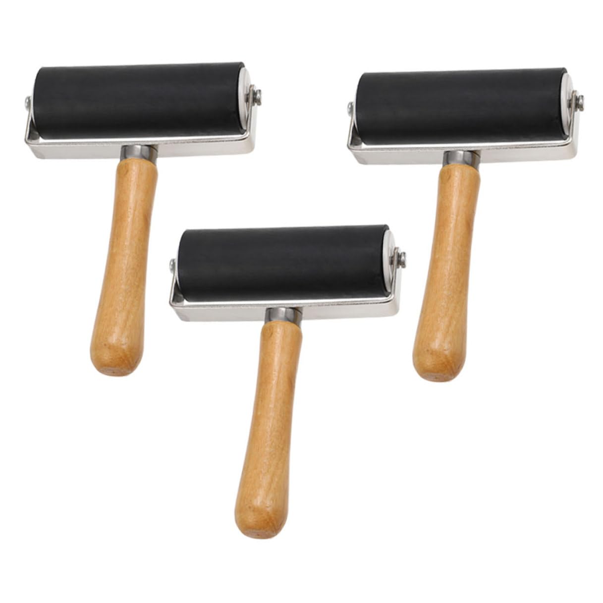 Rouleaux encreurs SOIMISS avec manche en bois noble et cylindre caoutchouc pour estampe