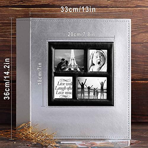 Image of Ywlake Photo Album 4x6 500 Pockets Photos, Extra Large Capacity Family Wedding Picture Albums Holds 500 Horizontal and Vertical Photos Pictures Silver