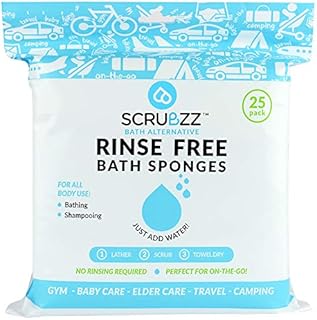 Scrubzz Disposable Rinse Free Bathing Wipes - 25 Pack - All-in-1 Single Use Shower Wipes, Simply Dampen, Lather, and Dry Without Shampoo or Rinsing