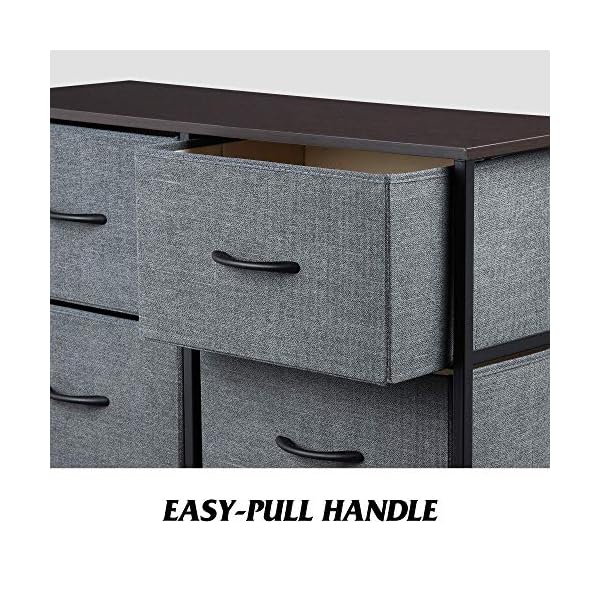 WLIVE Vertical Storage Tower, Dresser with 8 Easy Pull Fabric Drawers, Sturdy Metal Frame, Wood Tabletop, Easy Pull Handle, Organizer Unit for Bedroom, Hallway, Nursery, Entryway, Closets,Black Walnut - Image 6