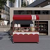 Construction robuste en fer avec finition haute température : conçu pour la durabilité, ce chariot alimentaire mobile dispose d'un cadre en fer robuste et d'un auvent rayé éclatant. Parfait pour les événements en plein air, ce chariot polyvalent offre un grand espace de rangement et une mobilité facile, ce qui en fait un ajout essentiel à votre équipement de restauration ou vos fournitures de service alimentaire. Idéal pour les vendeurs et les amateurs de nourriture.