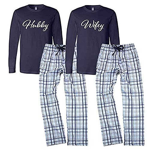 Classy Bride Matching Pajamas for Couples – “Wifey” or “Hubby” Navy PJ's2