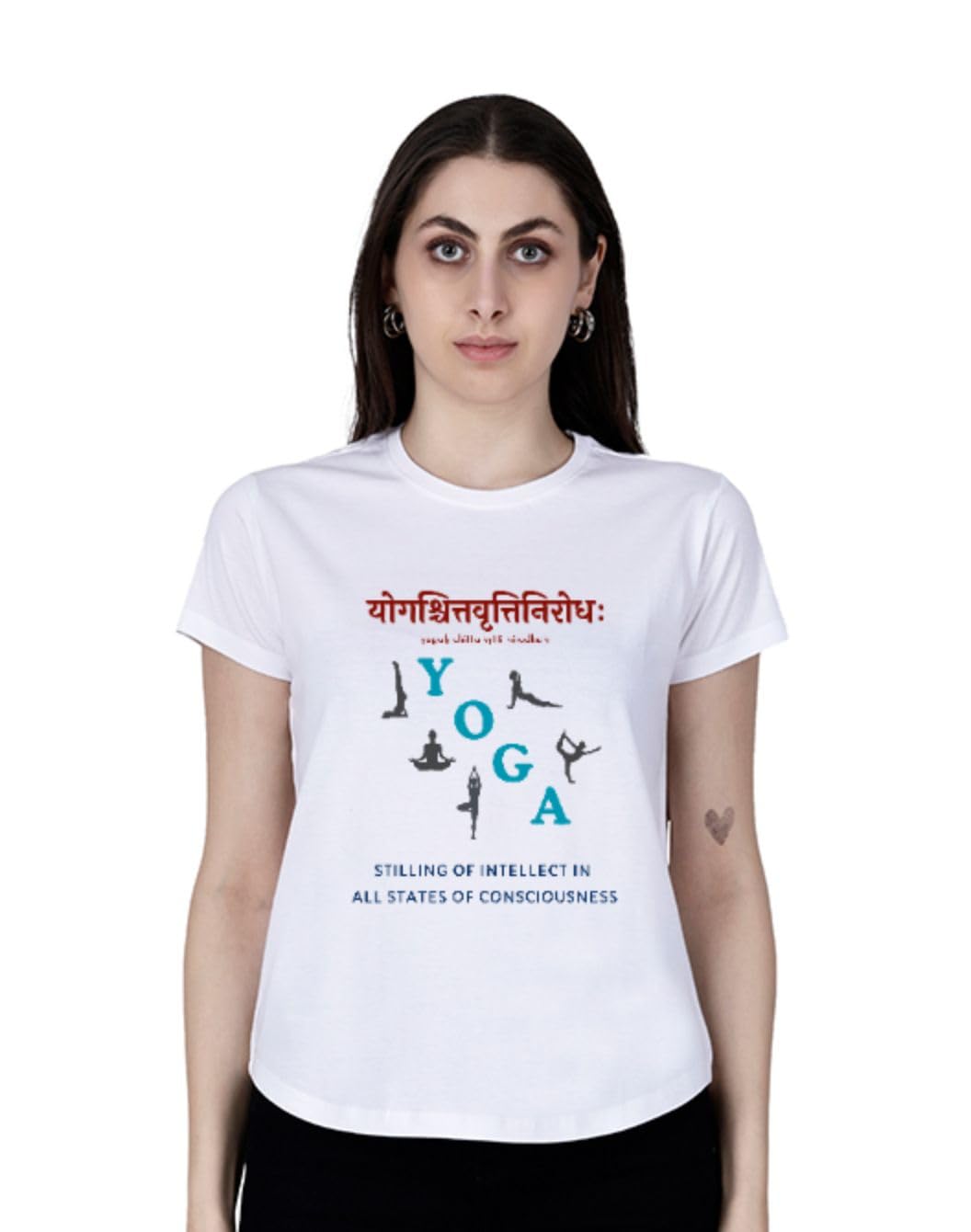 Yoga T-Shirt for Women | Sanskrit Quote | Yogaschittavritti Nirodha | International Yoga Day Inspired Graphic Tee-image-49