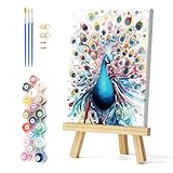 Natuyalo Colorful Peacock Paint by Number for Adults Beginner, Framed DIY Paint by Numbers Kit Animals Acrylic Painting Kit for Home Wall Decor Ideal Gift (12x16 Inch)