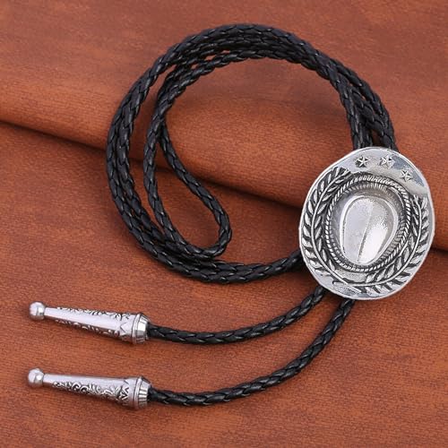 Image of Jeilwiy Bolo Tie for Men Western Cowboy Tie Necklace Gold Bolo Tie Leather Necktie Halloween Tie Accessories for Women