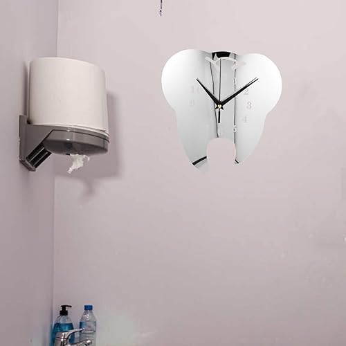 Miniatura 9 de SUPVOX Reloj de pared decorativo para el hogar con forma de diente, decoración de acrílico silencioso, decoración retro