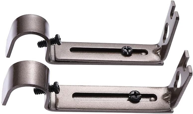 2 Pack Adjustable Curtain Rod Holders, Durable Curtain Rod Brackets, Hardware for Window Decoration (Color : Black) (Coffee)
