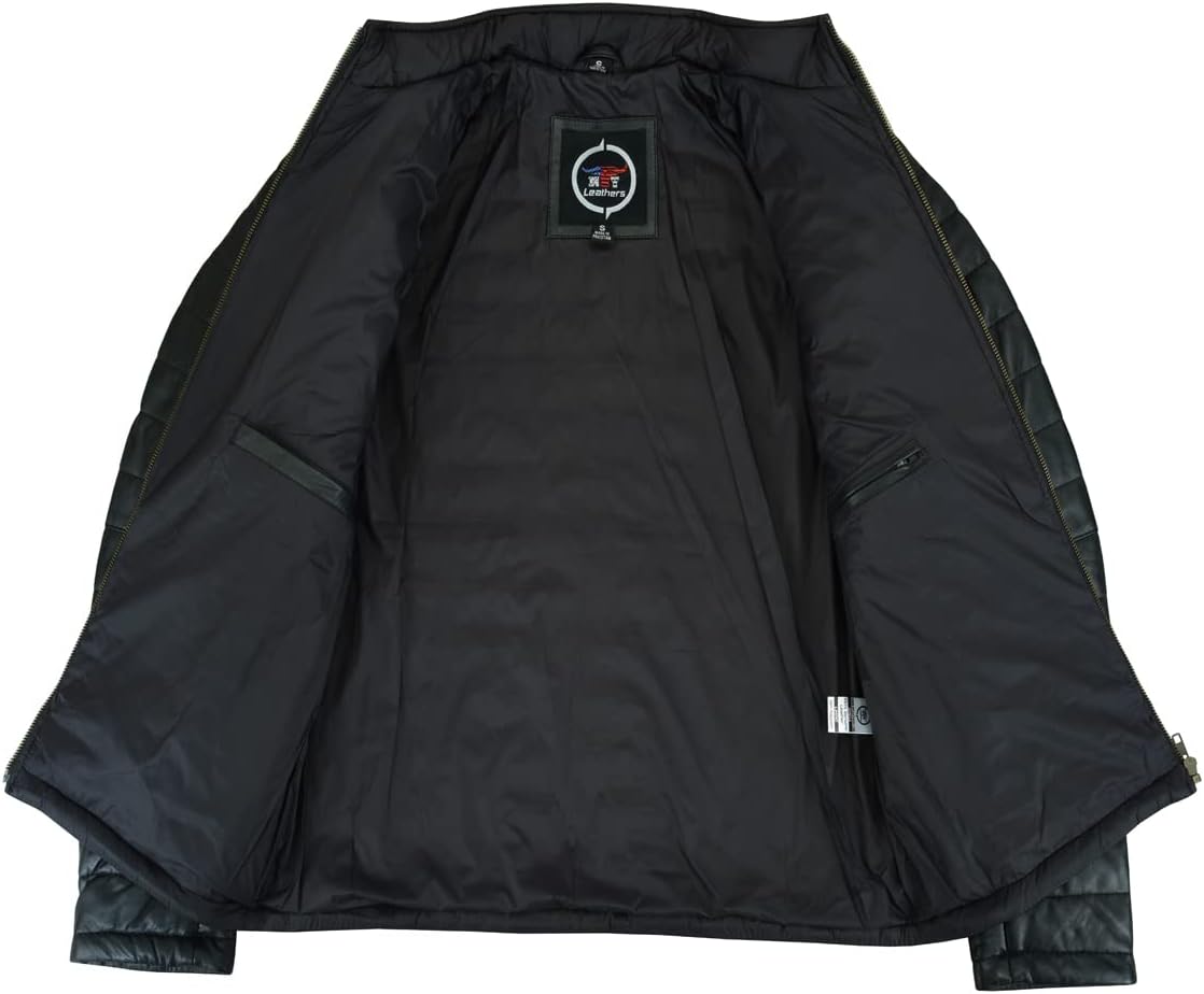 Leathers Men's Classic Down Bomber Leather Jacket-Original Lambskin Leather– Leather Motorcycle Jacket Men-Christmas Gift