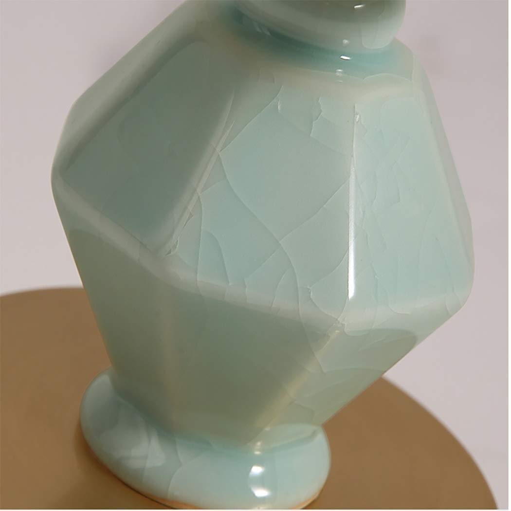 Lampa stołowa ceramiczna w stylu vintage, malowana, plisowany klosz, oświetlenie ogrodowe willi