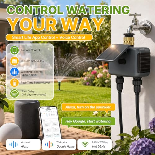 Mcbazel WiFi Water Timer for Outdoor Tap, Solar Powered, 2 Zones - Image 3