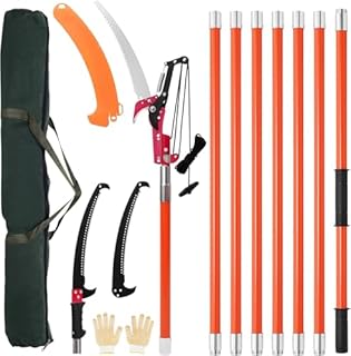 Teodute Sega ad Asta Manuale, 2.1m-8m Seghetto per Potatura Svettatoio Telescopico per Potare Palme e Arbusti (8 Aste Giunzione)