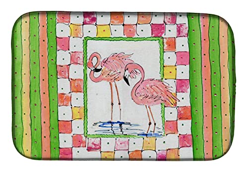 Caroline's Treasures 8077DDM Bird - Flamingo Dish Drying Mat Absorbent Dish Drying Mat Pad for Kitchen Counter Dish Drainer Mat for Countertop, 14 x 21