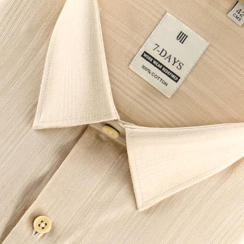 Image of 7-DAYS Men's Premium Formal Shirts - Regular Fit, Full Sleeve, 100% Pure Cotton, Self-Design, with Pocket - Stylish Office Shirts for Men
