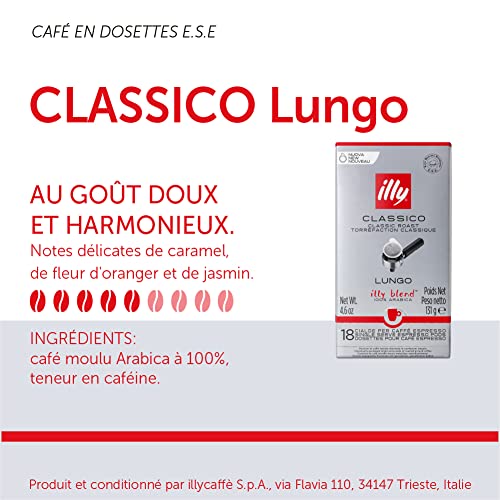 illy E.S.E. Coffee - Single-Serve Coffee Capsules & Pods - Classico Lungo Medium Roast - Notes Of Caramel, Orange Blossom & Jasmine - For E.S.E Coffee Machines - Extraordinary Aroma & Body – 18 Count - Image 3
