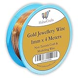 Habercrafts 1mm Gold Jewellery Wire Tarnish Proof Brass Bendable Metal Wire for Jewellery Making Sculpting Modelling Crafts Wire Weaving & Wrapping (1mm - Gold - 18 Gauge - 1 Spool - 4 Meters)