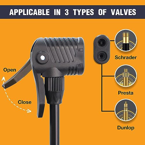 Lyrovo 160 PSI Portable Hand Pump Air Tyre Inflator Car Bike and Cycle (Black) 4 51kcKovJNTL
