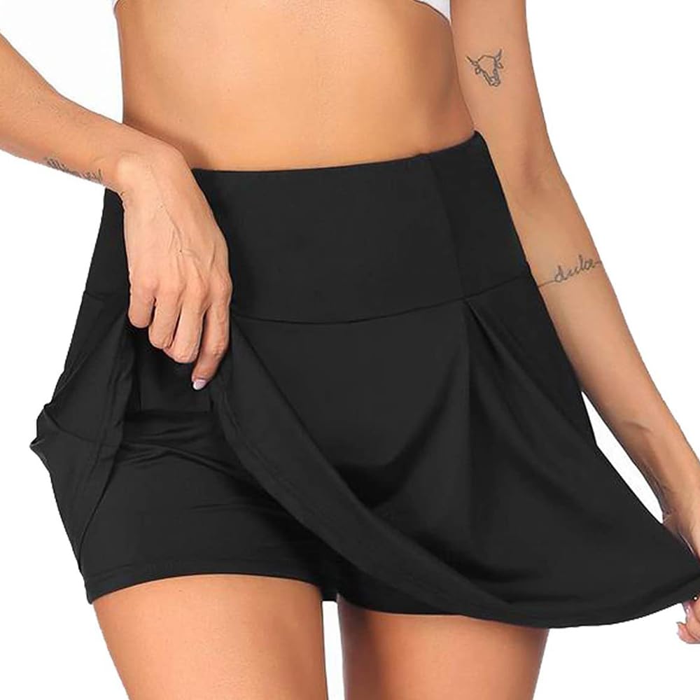 Falda Tenis Mujer Diseño de Cintura Alta Falda Pantalon Cómodo y Transpirable Falda Forma en A Alta Elasticidad Adecuado de Yoga Fitness Gym Tenis al Aire Libre