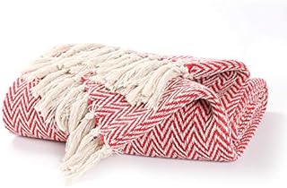 EHC Cotton Handwoven Reversible Single Sofa Throw Arm Chair Cover 125 x 150 cm - Red