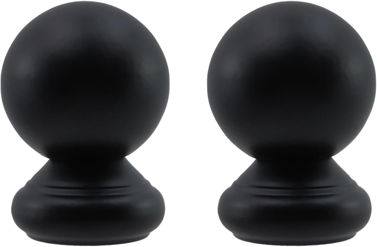 2pcs 51mm/2" Stainless Steel Stair Armrest Balls Round Hollow Handrail Caps Black Staircase Handrail Post Cap Decorative Ball Top Deck Post Cover for Home Fence Mailbox Patio Porch (2")