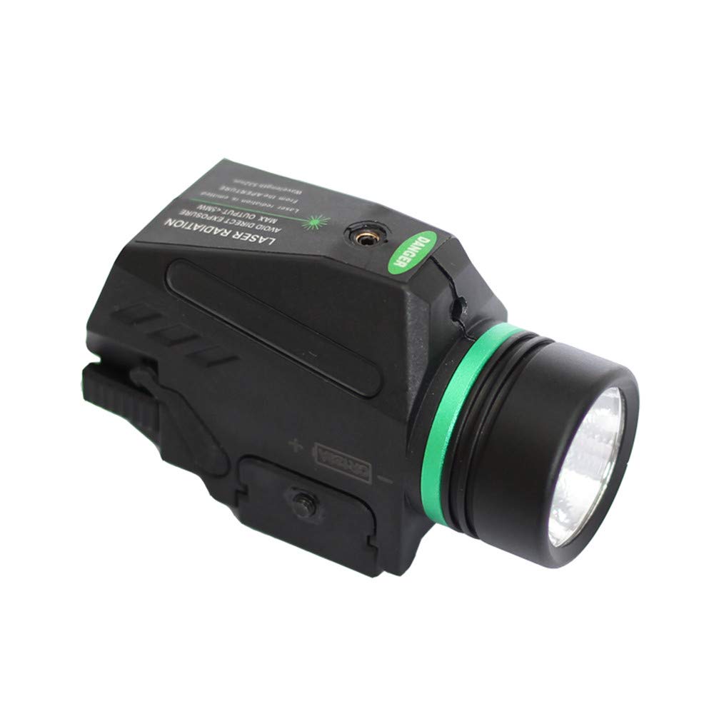 Lampe de poche LED tactique vue laser verte pour rail 20 mm Mini Glock pistolet Airsoft
