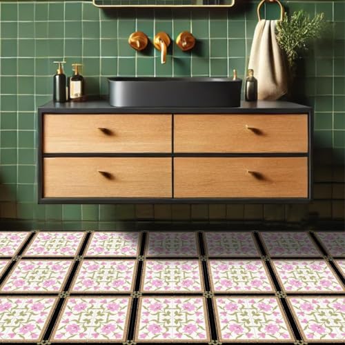 Image of Moroccan Tile Stickers | Waterproof Self Adhesive Peel & Stick Tile Decals for Kitchen Backsplash, Bathroom Wall, Floor, Furniture & Glass (8x8 Inch, Design 20, 36 Pic)