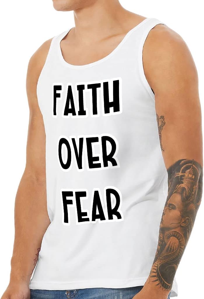 Faith Over Fear Tank - Graphic Workout Tank - Word Print Jersey Tank