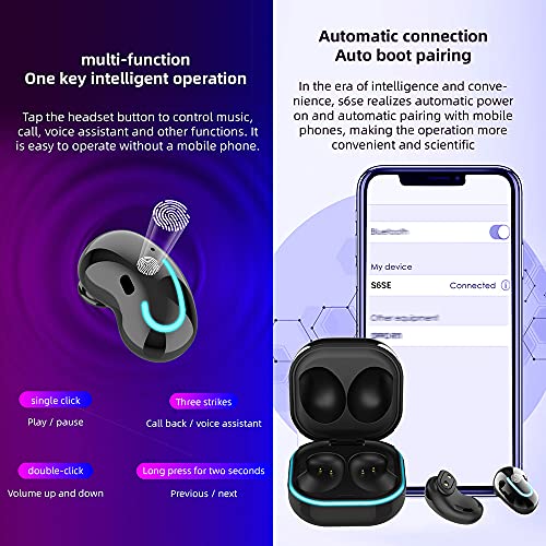 lifcasual Fones de ouvido sem fio S6 SE BT5.1 Fones de ouvido semi-in-ear com display digital LED /