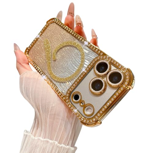 HJXFlying �K�p iPhone 15 Pro Max �P�[�X�A[Magsafe�Ή�] �}�O�l�b�g�[�d 9�p�^�[���O���b�^�[���C���X�g�[���o���p�[ �O���b�^�[�J�[�h�t�� 2-in-1�ی�J�o�[ ���� ���̎q���� - �S�[���h