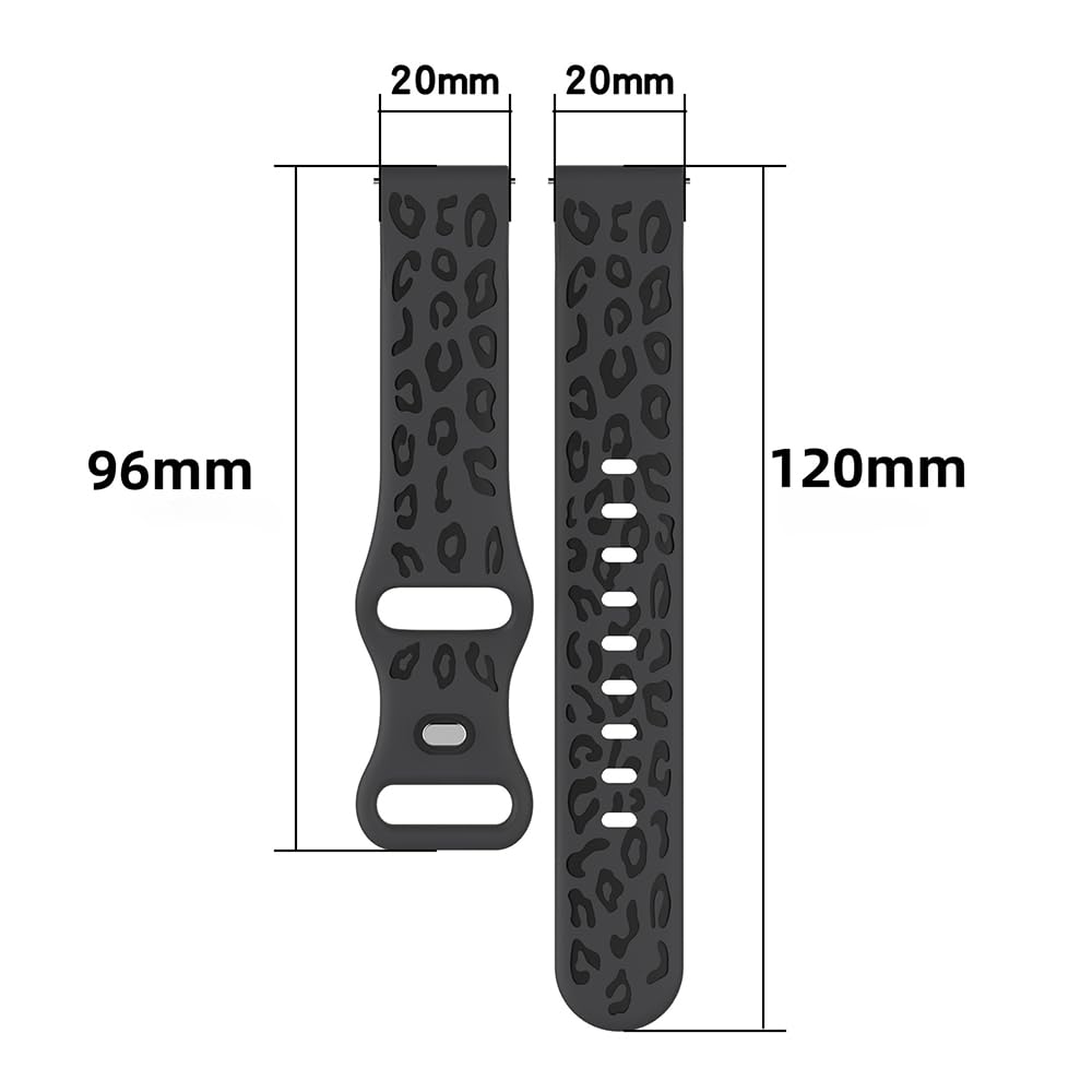 Leopard silikonowy zamiennik paska do Samsung Galaxy Watch 7/Watch 6 Classic/Watch 5 Pro, 20 mm sportowy pasek na nadgarstek bransoletka do Galaxy Watch 4/Active 2/Watch 3/Gear S2/Gear 2