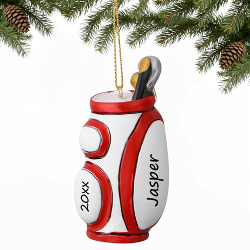 Jetec Golf Christmas Ornament Resin Golf Bag Ornament 2026 With Gold Lanyard Holiday Hanging Decorations For Christmas Tree Golfers, 2.76 Inch