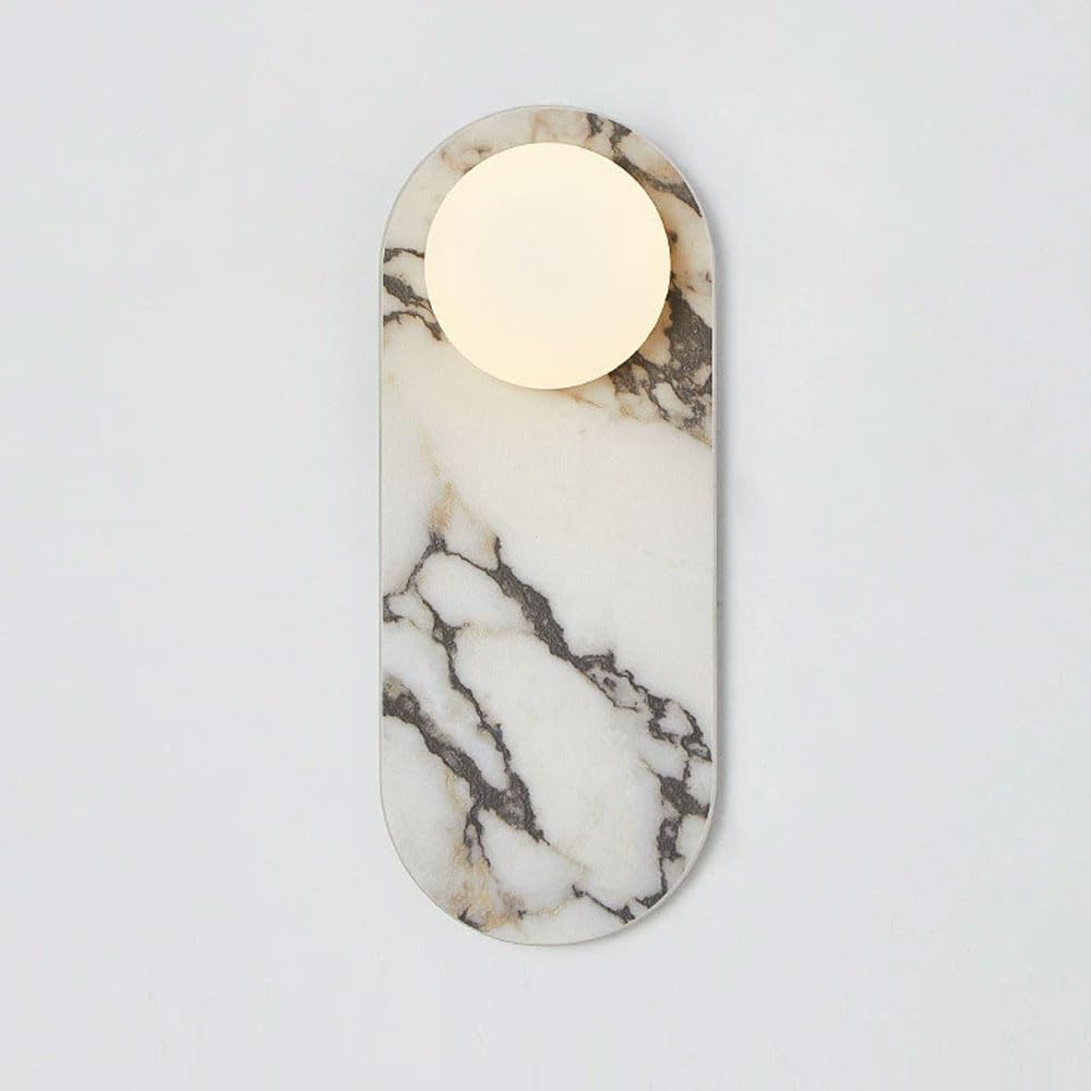 GUOGUOSM 13.7in Natural Marble Wall Lamp, Nordic Industrial Style Alabaster Glass Wall Sconce, G4 Screw Hard Wiring Connection Wall Light, Bedside Dressing Table Corridor Decorative Light Fixtures